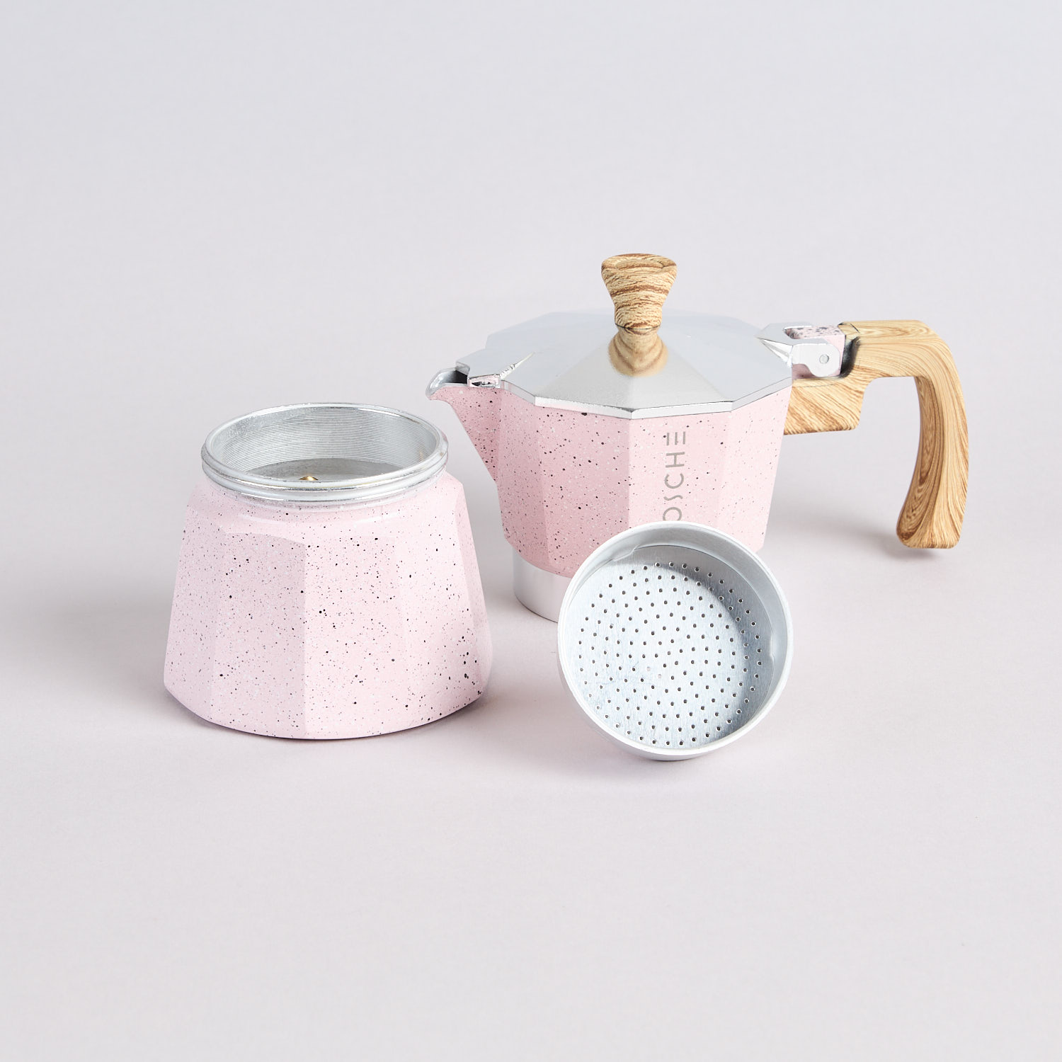 Pink Moka Pot von Grosche fuer drei espressi